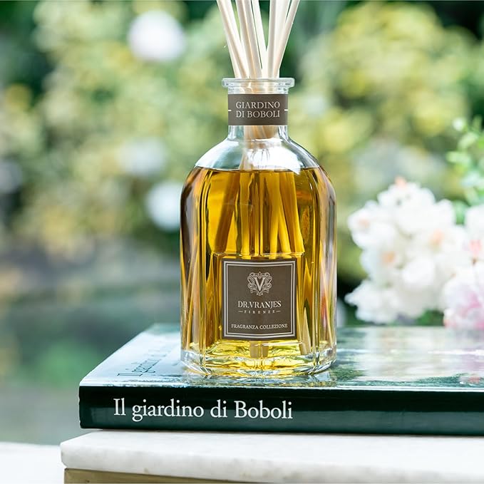Dr. Vranjes – Giardino di Boboli Diffuser 500 ml + Double Pack of White Sticks (3 Pieces Bundle) - Luxury Home Fragrance, Reed Diffuser, Main Scent Floral, Made in Italy