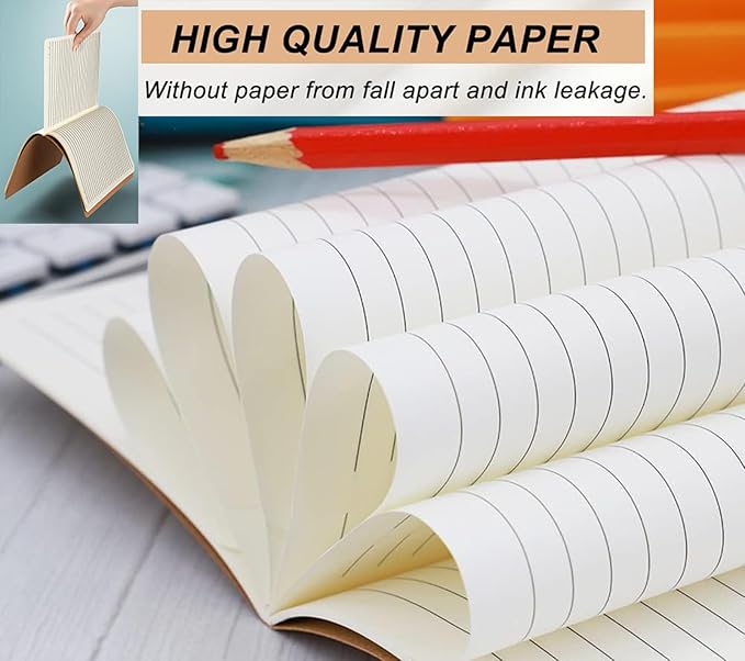 FAWTEEM 12 Pack A5 Lines Notebook Bulk Kraft Cover College Ruled, Lined Paper Travel Journals Composition Diary Subject Notebooks Planner, 60 Pages, 8.3”x 5.5”