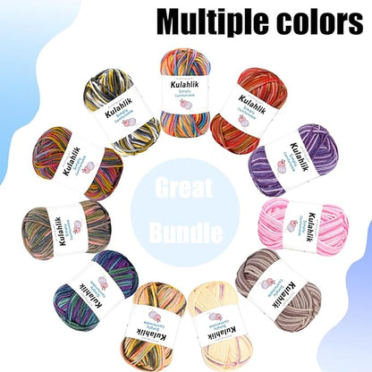 250g(5x50g) Acrylic Yarn for Crochet/Knitting, Colorful Gradient Yarn Thread, 5 Rolls Skeins, Perfect for Any Knitting Crochet and Crafts Mini Project