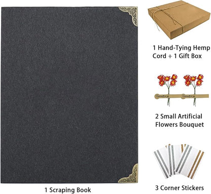 Scrapbook Album 8" x 10" DIY Scrapbook Photo Album Hardcover Kraft Paper 3 Rings Memory Book for Wedding, Anniversary, Travel, Family, Black