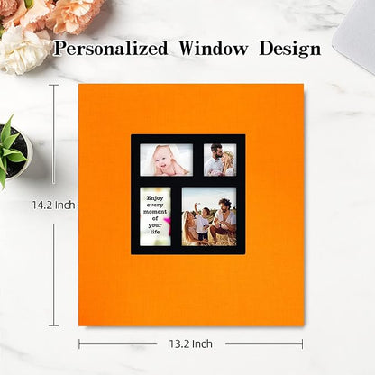 potricher Photo Album 4x6 1000 Photos Linen Cover Large Capacity Picture Albums for Family Wedding Anniversary Baby Vacation (Orange)