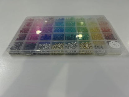 Funtopia Glass Beads Bracelet Making Kit, 1396pcs 6mm Crackle Glass Beads for Jewelry Making, 34 Colors Round Crystal Beads for Bracelets DIY Crafts with Spacer Beads and Charms