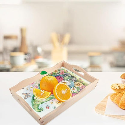 JISHSHAY Diamond Art Serving Tray Diamond Painting Food Tray Gem Art Serving Platter Gem Painting Mosaic Kits for Adults DIY Kits for Adults, with Wood Handle 20×30cm/7.87×11.81in, Gnome