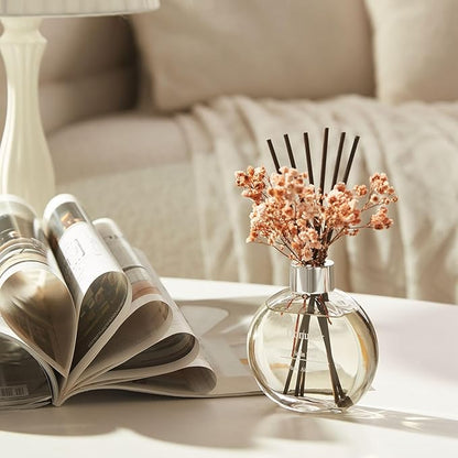 Donurex Flower Reed Diffuser Set 5.07oz Satin Rose Scent Diffuser with Sticks Home Fragrance Reed Diffuser for Bathroom Shelf Decor