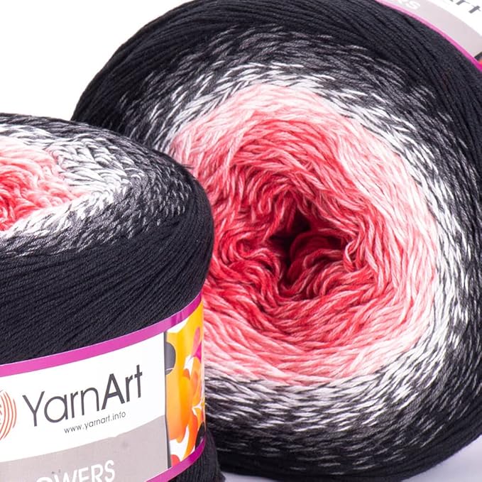 2 Skein/Pack Yarnart Flowers Gradient Yarn, Each Ball 8.8 Oz (250gr) / 1094 Yards (1000m), 55% Cotton 45% Acrylic, Superfine Fingering Weight for Knitting and Crochet, 260 - Gray Pink