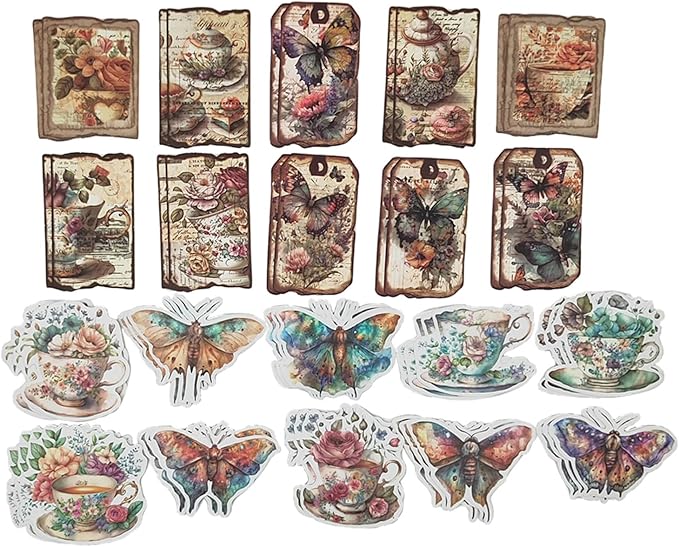 Vintage Scrapbooking Supplies Pack(100 Pieces) for Junk Journal Decoupage Paper Scrapbook Planner Sticker Aesthetic Cottagecore Collage Craft Album (04)