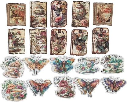 Vintage Scrapbooking Supplies Pack(100 Pieces) for Junk Journal Decoupage Paper Scrapbook Planner Sticker Aesthetic Cottagecore Collage Craft Album (04)