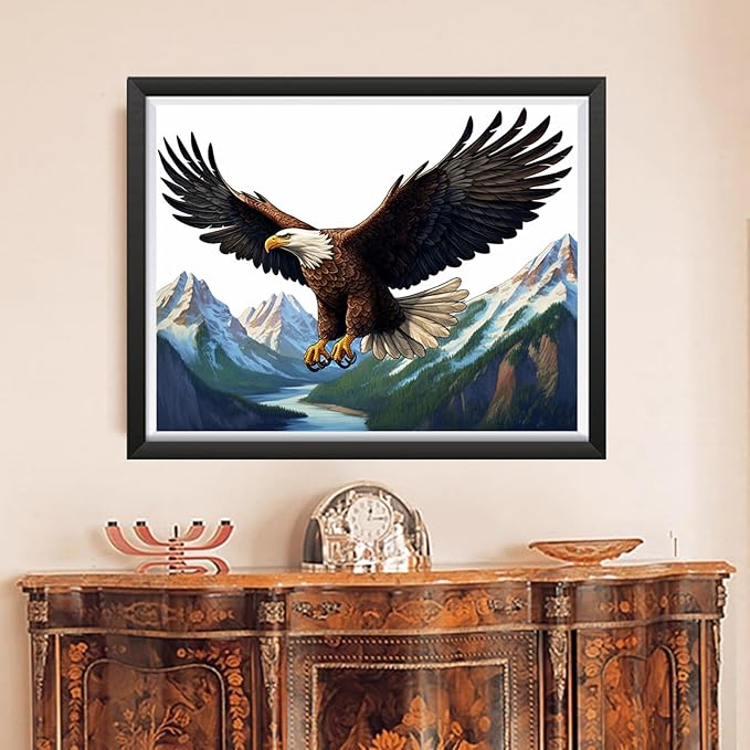 DMCVIVR Stamped Cross Stitch Kits for Beginners Adults Needlepoint Kits for Beginners Embroidery Kits for Adults Crossstitch Kit for Beginners 11CT-Eagles Spread Wings 16x20 inch