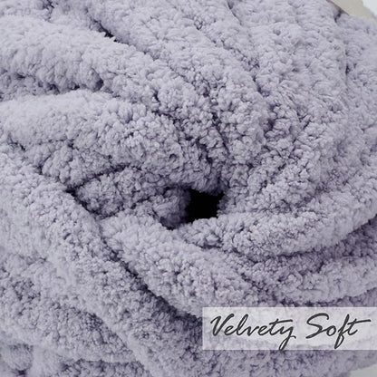 ERLYEEN Chenille Chunky Yarn Super Bulky Soft Thick Fluffy Jumbo Giant Washable Polyester Big Yarn DIY for Arm Knit Blanket Cushion Bed Sofa Home Decor,Light Grey,1.1LB