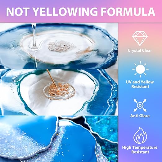 Pnente Artist-Grade Epoxy Resin – Self-Leveling, Zero Bubbles & 5-Year UV Guard for River Tables, Jewelry, Resin Art – Beginner-Friendly 1:1 Mix, Non-Toxic & Non-Yellowing (64oz)