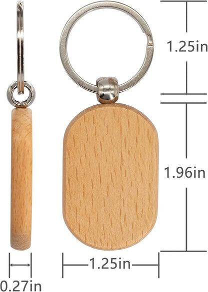 TFoRibbon Blank Wooden Key Tag Key Chain Rectangle Wood Engraving Blanks 20 Pack