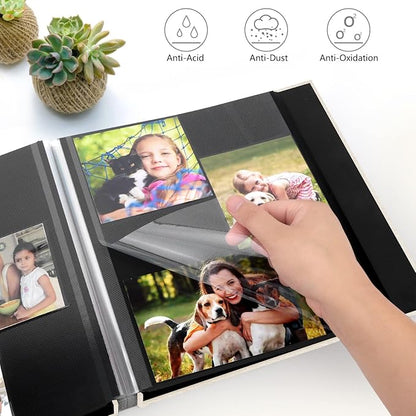 Zesthouse Photo Album Self Adhesive Pages, 60 Pages Magnetic Scrapbook Albums with Sticky Page, Photos Album Holds 8x10 & 5X7 & 4x6 & 6x8 & 3x5, Large Picture Book Ideal Gift for Family Wedding Baby