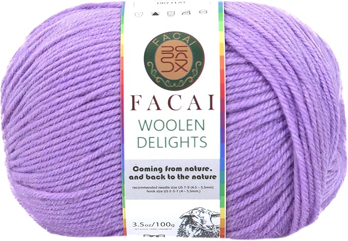 Facai Blend Merino Wool Yarn for Knitting - Worsted Weight,197yds (3.5oz) Ball, Ideal for Sweaters, Scarves, and Accessories (1, Purple)