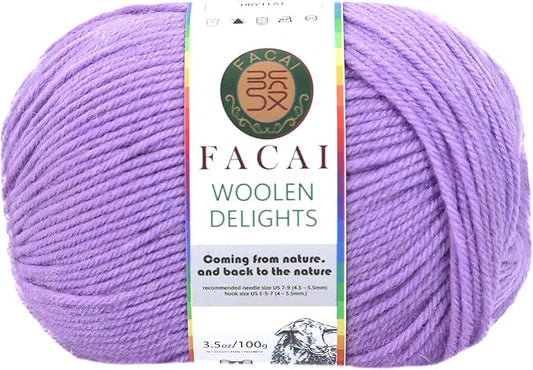 Facai Blend Merino Wool Yarn for Knitting - Worsted Weight,197yds (3.5oz) Ball, Ideal for Sweaters, Scarves, and Accessories (1, Purple)