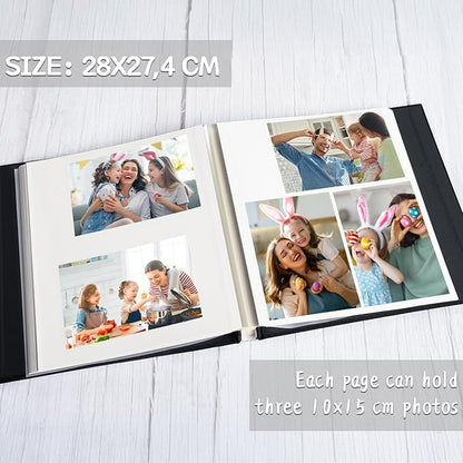 Vienrose Photo Album Self Adhesive for 2x3 4x6 5x7 8x10 Pictures DIY Scrapbook 60 Blank Pages Linen Cover Memory Book for Wedding, Baby Growth, Travel, Khaki