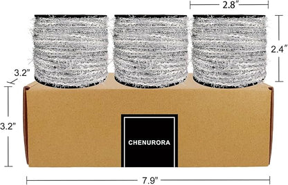 Artisanal Yarn Collection Multifiber Fancy Yarn with Laser Silver Sheen for Knitting Crocheting Crafts DIY, Set of 3 Rolls (Ice Silver)