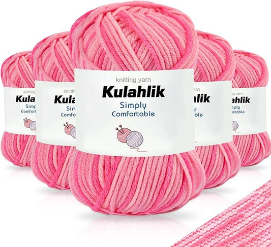 250g(5x50g) Acrylic Yarn for Crochet/Knitting, Colorful Gradient Yarn Thread, 5 Rolls Skeins, Perfect for Any Knitting Crochet and Crafts Mini Project