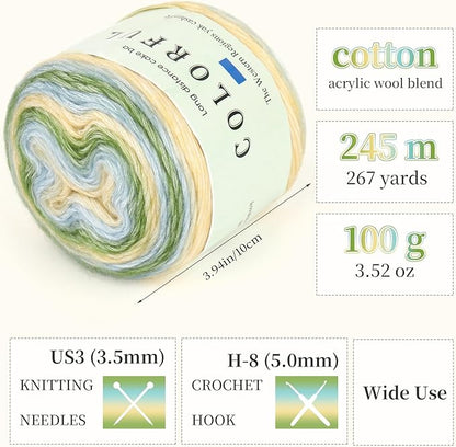 Aeelike Cake Yarn for Crocheting, 3 Skeins Gradient Yarn 100g (3.52 oz) 245m (267 Yards) # 3 Light Weight, Soft Ombré Yarns Fairyland Yarns Rainbow for Making Colorful Crafts, Mint Green Gradient
