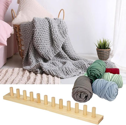 Chunky Knitting Blanket Loom, Thick Yarn Knitting Loom, Chunky Yarn Blanket Loom for Knitting Thick Yarn Projetcs, Foldable and Portable Chunky Blankets Extra Large Loom (24”) (2)