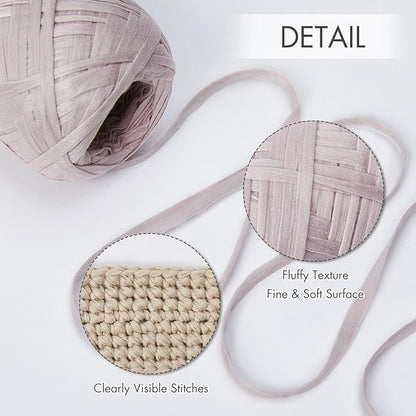 NICEEC 6 Skeins Soft Tape Yarn for Crocheting Craft Paper Yarn Easy Crochet Raffia Yarn Ribbon Yarn for DIY Craft Gift Wrapping Total Length 1.76oz×6/109yds×6-Pinkish Purple