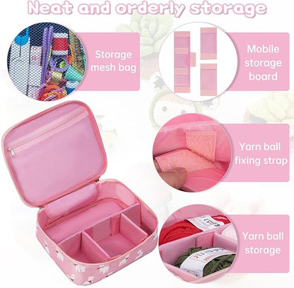 GMAK Crochet Kit for Beginners Adults, 59 PCS Crocheting Sets Include Yarn, Hooks and Tools, Portable Crochet Starter Kit for Making Variety Projects Crocheting Supplies, Pink Alpaca