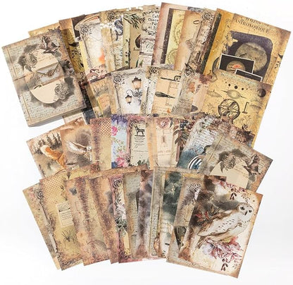 100 Pcs Vintage Scrapbook Paper Set for Junk Journal, Bullet Journaling, Collage DIY, Antique Ephemera Writing Paper for Scrapbooking and Crafts