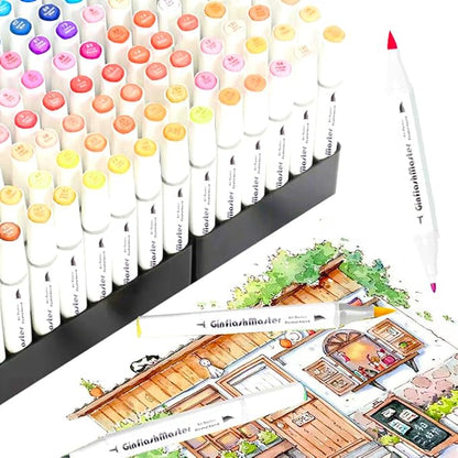 Ginflash Brush & Fine Tip Art Markers Pen Sketch Alcohol Based Markers Dual Tipped Manga Drawing Coloring Marker Art Supplies for Artist(280)