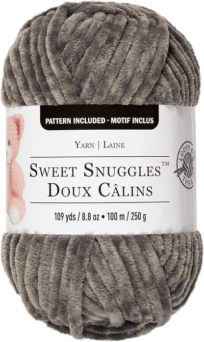 Loops & Threads Sweet Snuggles Yarn - Solid Yarn for Knitting, Crochet, Weaving, Arts & Crafts - Gray, Bulk 18 Pack
