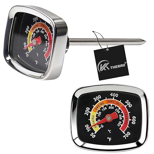 CloudHand Mini Custom Grill Thermometer BBQ Thermometer for Grill Smoker Temperature Gauge for Meat Cooking Port Lamb Beef, Small Stainless Steel Temp Gauge, Black CloudHand