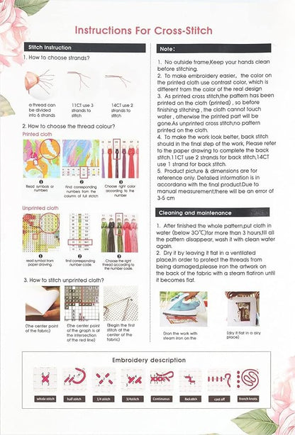 MjhRcll Chicken Stamped Cross Stitch Kits,Chicken Embroidery Starter Kit for Adult Beginners,Animals Cross Stitch Kits for Adults 12×16 Inch