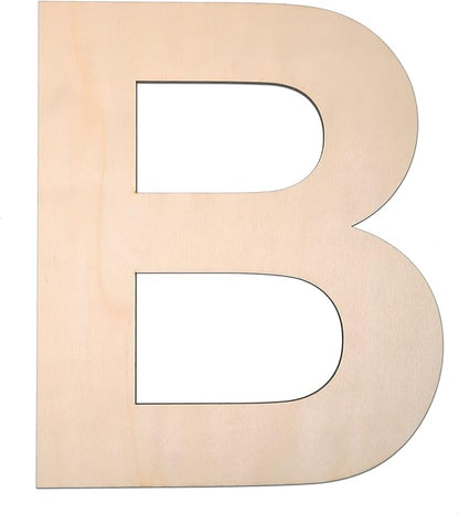 12 Inch Wooden Letter B, 1/4 Inch Thick Large Unfinished Wood Letter for DIY Crafts Home Wall Decor