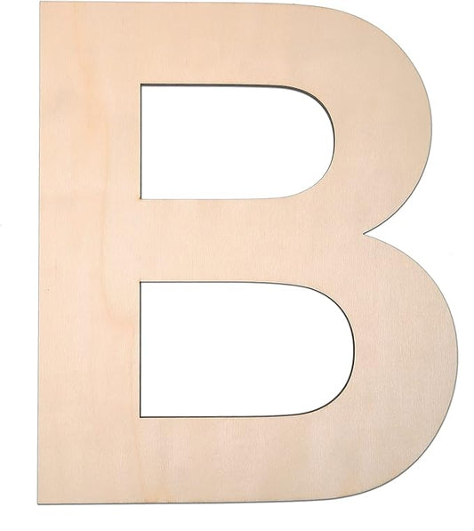 12 Inch Wooden Letter B, 1/4 Inch Thick Large Unfinished Wood Letter for DIY Crafts Home Wall Decor