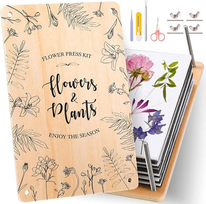 wtisan Flower Press Kit: Wooden Flowers Pressing for Adults, 6 Layers 10.6"x6.9" DIY Wedding Bouquet Flowers Preservation, Pressed Flower Kits Gift for Nature Drying Lovers