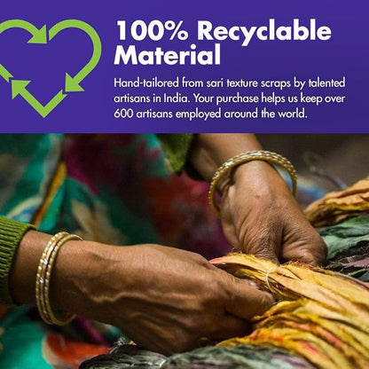 DARN GOOD YARN Recycled Sari Silk Ribbon Yarn Vintage Ivory Off-White Dyeable 100 Grams, 50 Yards, 1 Skein Handmade one of a Kind