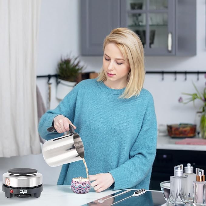 9TH SHOP Candle Making kit, Candle Making Kit for Adults, Candle Making Supplies Includes Electric Stove, Hot Plate, 900ml Pouring Pot, Stirring Spoon and Thermometer