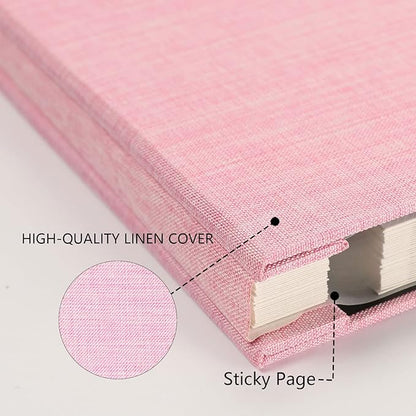 Aenbuslm Photo Album Self Adhesive Pages for 4x6 5x7 8x10 Pictures Scrapbook Magnetic Photo Albums with Sticky Pages Books with A Metallic Pen for Baby Wedding Family 13.2x12.8 Pink 40 Pages