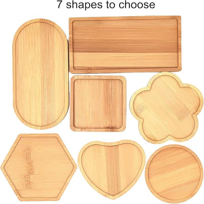 4PCS Mosaic Bamboo Coasters for Crafts, Blank Base Trays, Drinking Cup Coaster, Plant Coaster, Art Plate,DIY Mosaic Supplies (Rectangle)