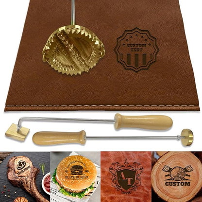Custom Branding Iron for Wood & Leather | Personalized Wood Branding Iron Kit with Wood Burning Stamp | For Craftsmen, Bakers & DIY
