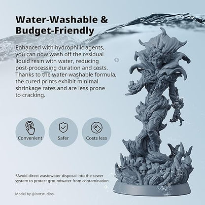 ANYCUBIC Water Washable ABS-Like Resin 3.0 Bundle, 3D Printer Resin, High Toughness and High Precision, Easy to Post-Process, Low Odor, Wide Compatibility for All LCD 3D Printers (HD Grey, 4kg)