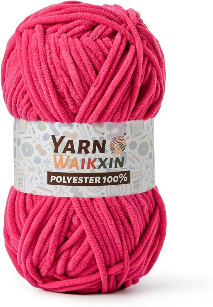 Soft Chenille Yarn for Crocheting, Fluffy Chunky Crochet Yarn for Baby Blanket, (1.76oz/65.6yds) Fuzzy Velvet Yarn for Amigurumi&DIY Puzzle、Crafts、Scarf(Rose)