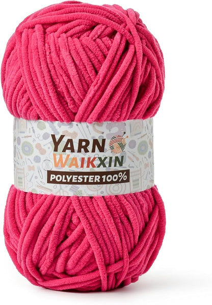Soft Chenille Yarn for Crocheting, Fluffy Chunky Crochet Yarn for Baby Blanket, (1.76oz/65.6yds) Fuzzy Velvet Yarn for Amigurumi&DIY Puzzle、Crafts、Scarf(Rose)