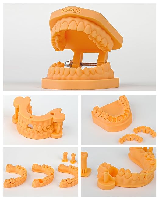 Inslogic Dental Implant Model 3D Printe Resin, High Accuracy and Low Shrinkage, Smooth Surface, 405nm UV-Curing Resin for Dental Models, Prosthetics, Orthodontics, Research (Yellow, 1kg)