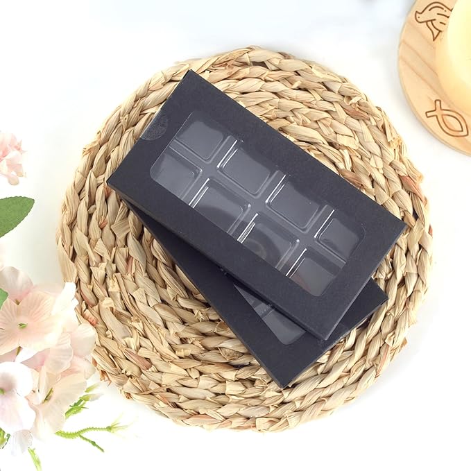 SMAODSGN 100 Pcs Gift Boxes for Wax Melts Plastic Mold with Box Wax Melt Boxes Crystal Clear Wax Melt Molds Wax Melts Containers for Wax Cubes Wax Tarts Wax Block