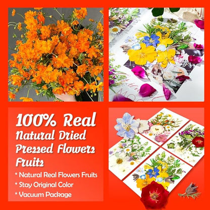 Bouquet Set Dried Pressed Flowers, 100 Pcs Mixed Dried Flowers for Resin, Bulk Natural Dry Floral Resin Fillers Decoration Accessories for DIY Crafts, Scrapbooking