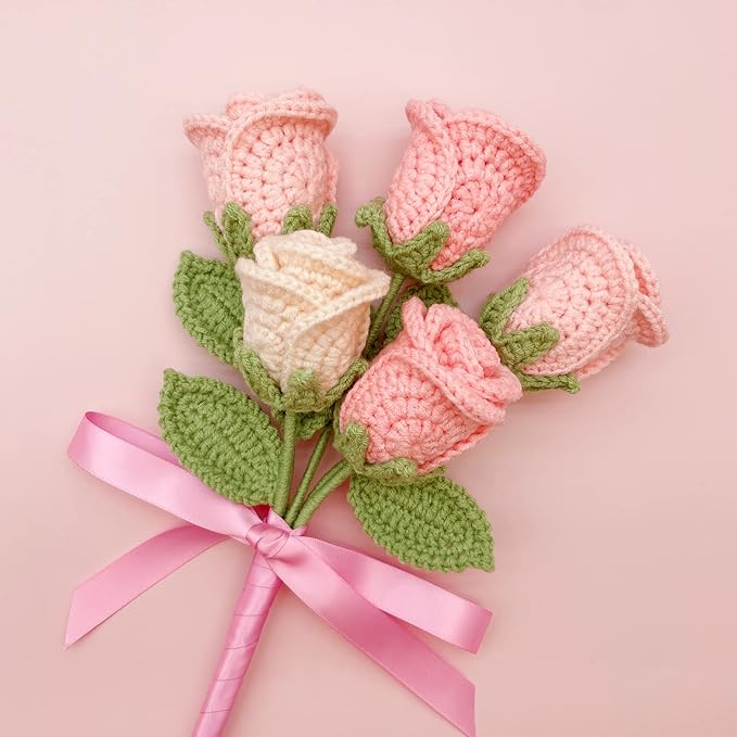Lily's Lyric Flower Crochet Kit | Pink Rose | Step-by-Step Video Tutorial for Adults Teenagers | Craft Gift Idea DIY Home Decoration