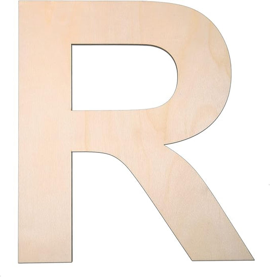 12 Inch Wooden Letter R, 1/4 Inch Thick Large Unfinished Wood Letter for DIY Crafts Home Wall Decor