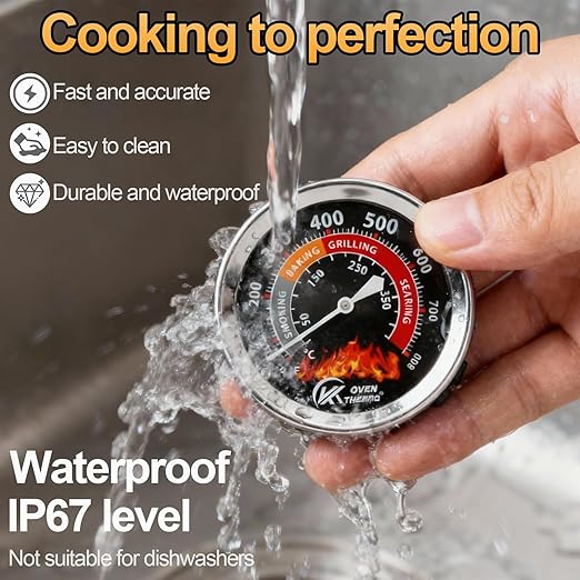 2.56 inch Grill Thermometer for Outside Grill Smoker Thermometer BBQ Temperature Gauge Stainless Steel Temp Gauge for BBQ Meat Cooking Lamb Beef