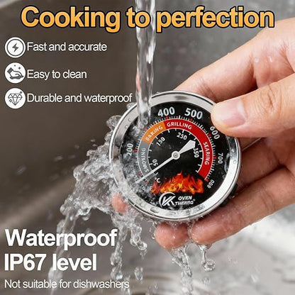 2.56 inch Grill Thermometer for Outside Grill Smoker Thermometer BBQ Temperature Gauge Stainless Steel Temp Gauge for BBQ Meat Cooking Lamb Beef