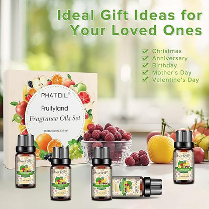 PHATOIL Coconut & Vanilla Fragrance Oils Set, 10 Pcs Aromatherapy Oils Set, for Diffusers, Home Care, DIY Soap Candle Making Scents, Fragrance, Aromatherapy, Humidifiers, for Friend (10ml)