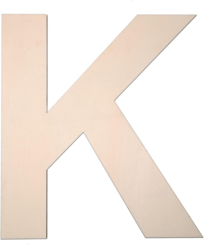 12 Inch Wooden Letter K, 1/4 Inch Thick Large Unfinished Wood Letter for DIY Crafts Home Wall Decor
